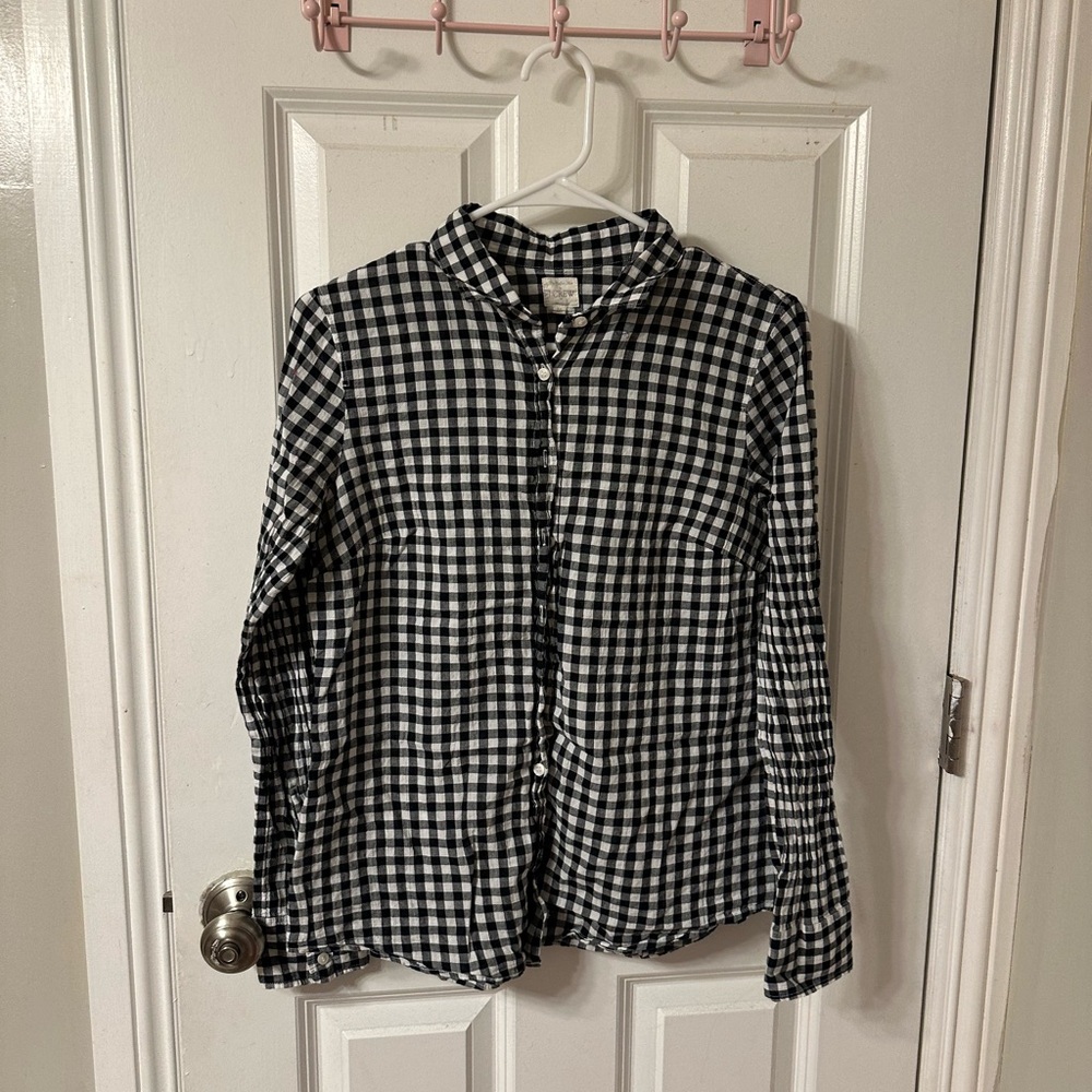 Size medium black and white gingham JCrew button down shirt